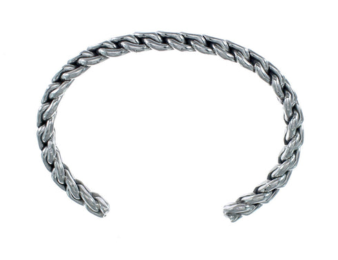 Navajo Genuine Twisted Sterling Silver Cuff Bracelet JX128764